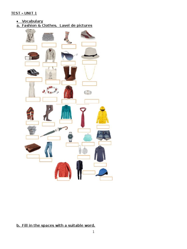 Fashion Vocabulary and Grammar Test | PDF | Suit (Clothing) | Jeans
