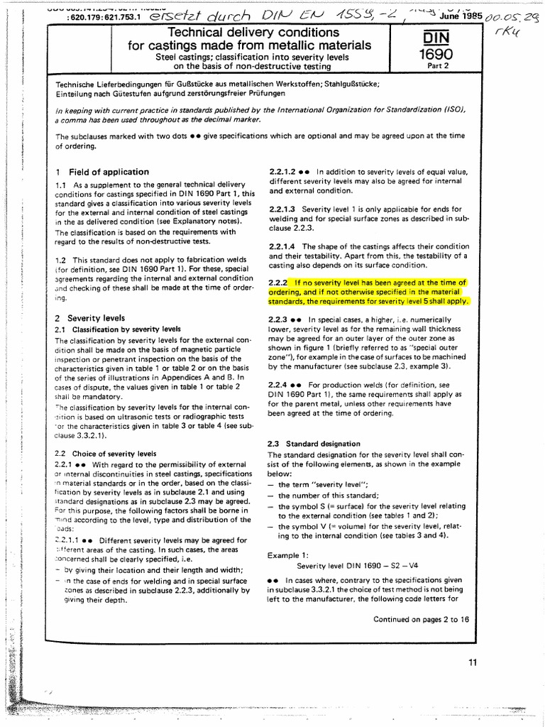 DIN 1690 2TDC of Metallic Casting (Steel Casing) PDF