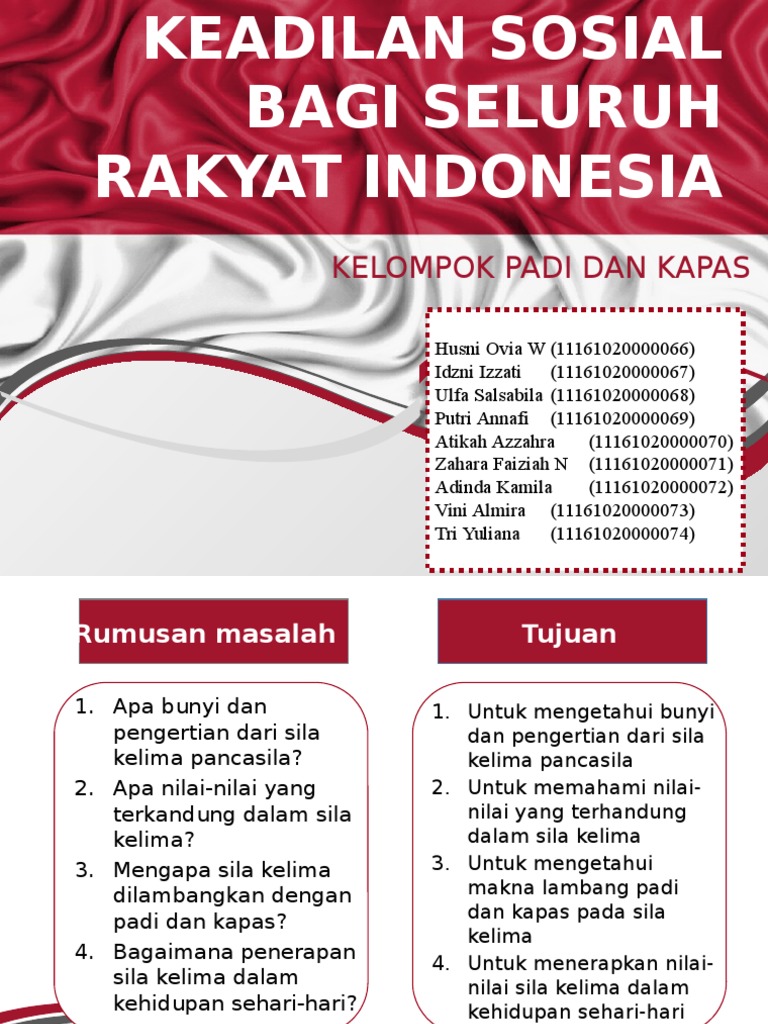 Apa tujuan dari nilai keadilan sosial bagi seluruh rakyat indonesia