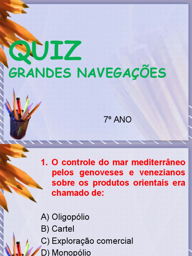 Quiz História 7 Ano, PDF, Escravidão