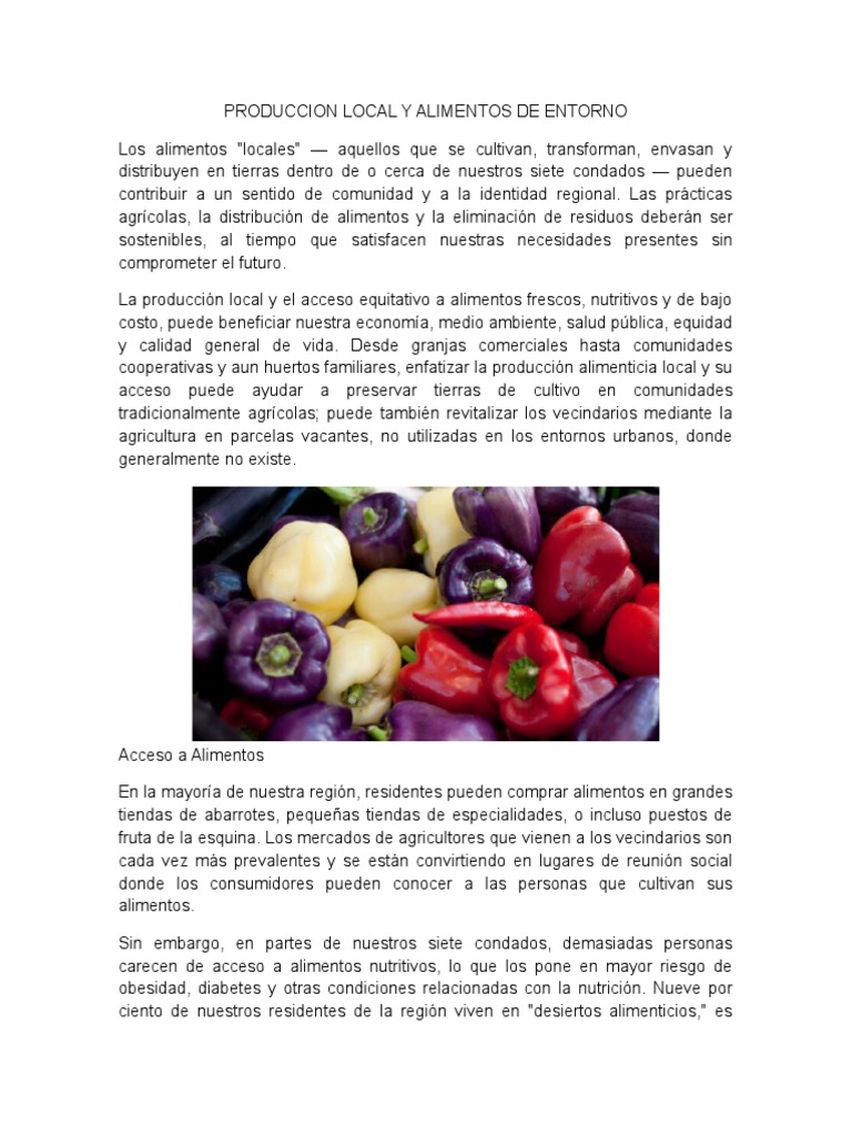 Produccion Local y Alimentos de Entorno | PDF | Alimentos | Agricultura