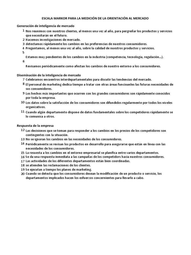Escala Markor: Medición de Mercado | PDF | Los consumidores | Marketing