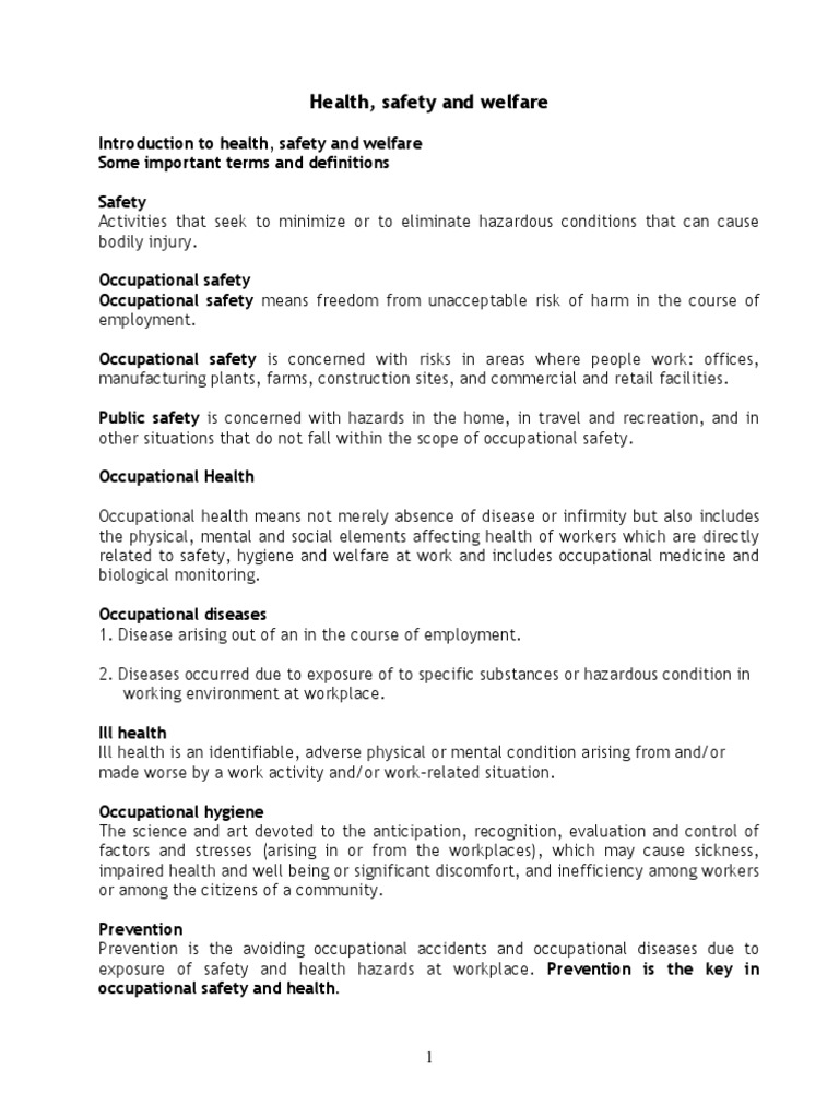 Health Safety and Welfare for Construction Management Occupational