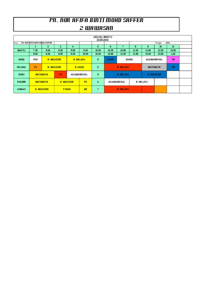 Jadual Buku Lesson Note | PDF