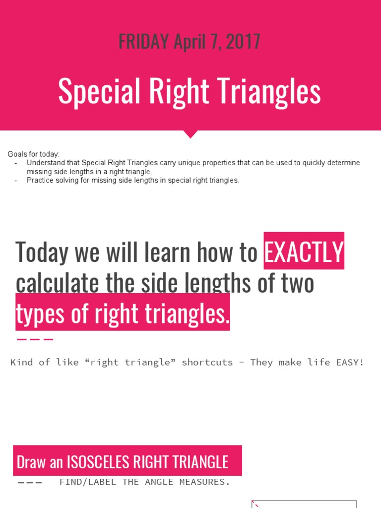 Special Right Triangles Guide | PDF | Euclid | Triangle
