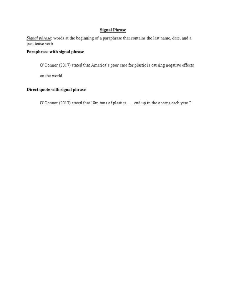 Signal Phrase | PDF | Social Science | Language Arts & Discipline