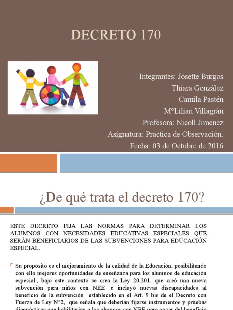 Resumen del Decreto 170 sobre NEE | PDF | Desorden hiperactivo y ...