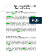5 Sample Paragraphs For Reading Test in English