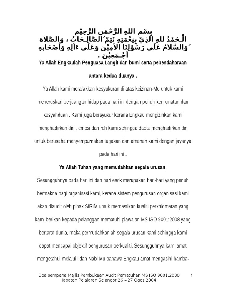 Doa Audit Sirim | PDF