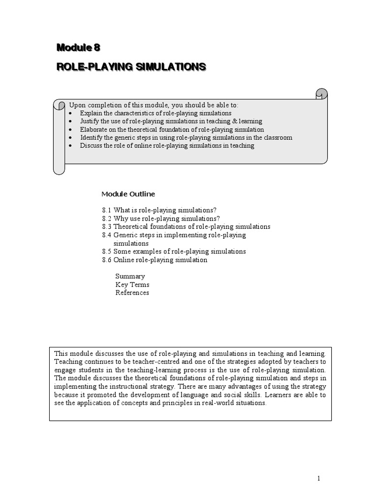 Module 8 Roleplay Simulation | Download Free PDF | Simulation | Role ...