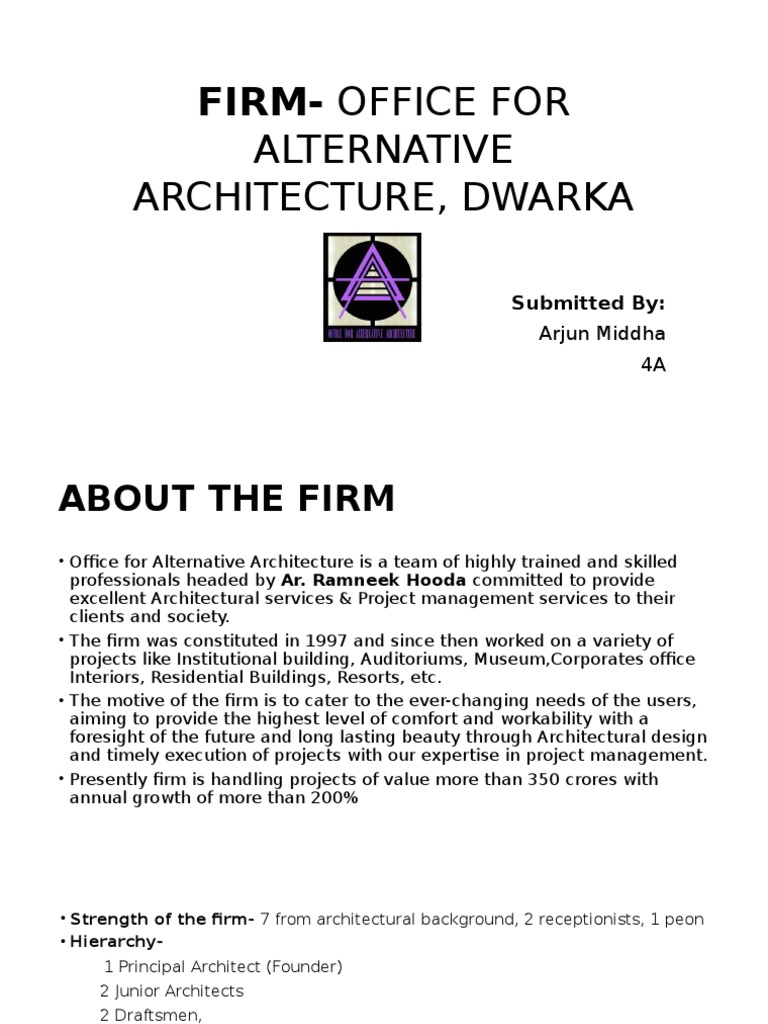 Firm Office For Alternative Architecture, Dwarka PDF