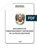 Reglamento de Condecoraciones y Distinciones Polica Boliviana PDF
