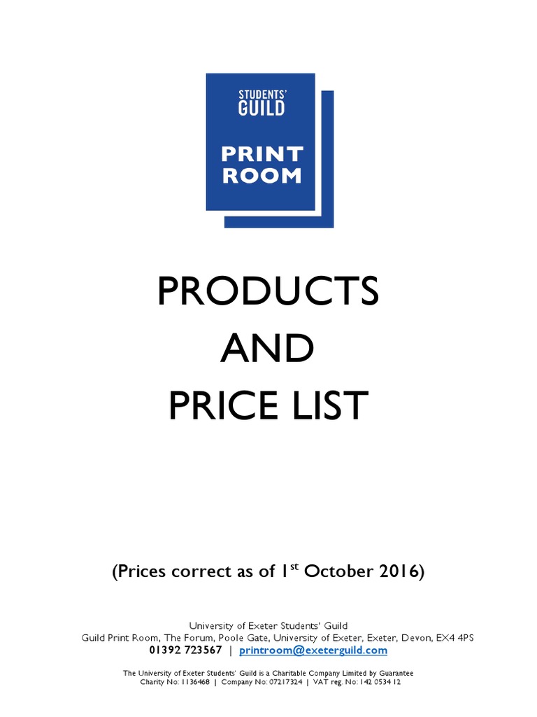 Products AND Price List: (Prices Correct As of 1 October 2016) | PDF ...