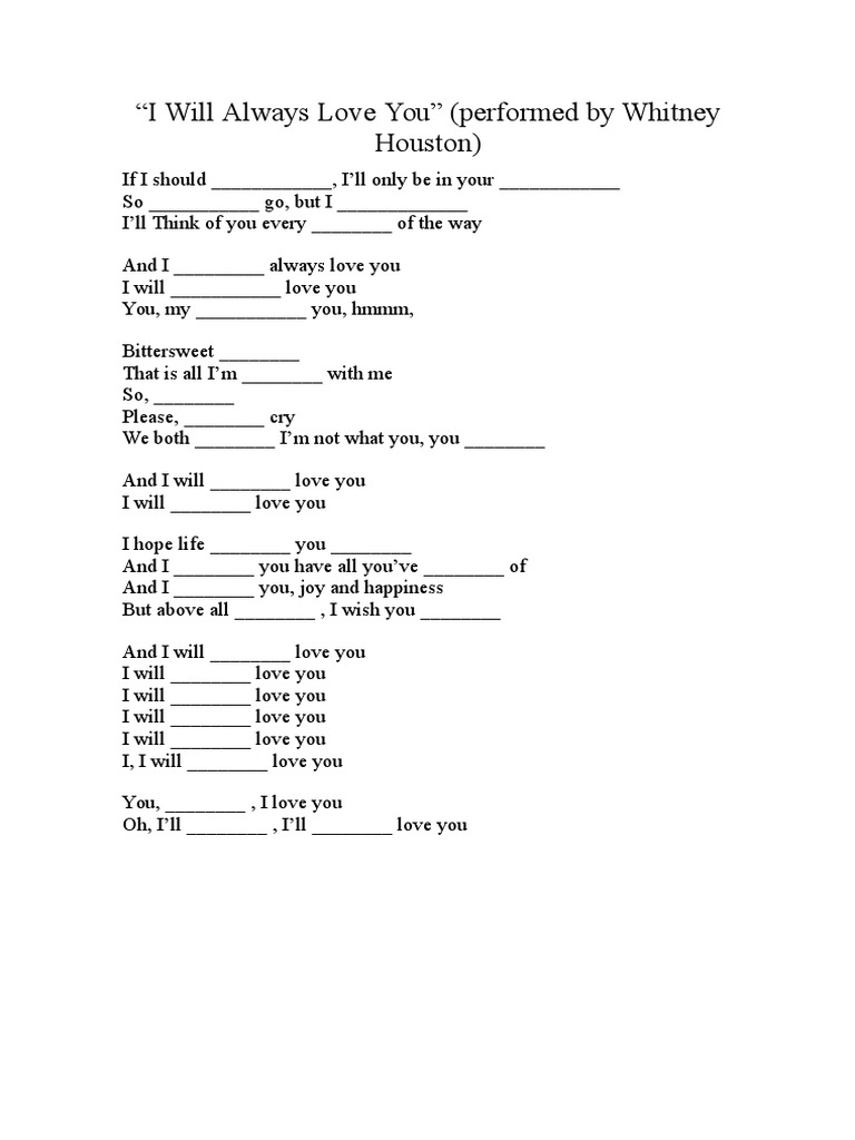 I Will Always Love You | PDF | Self-Improvement