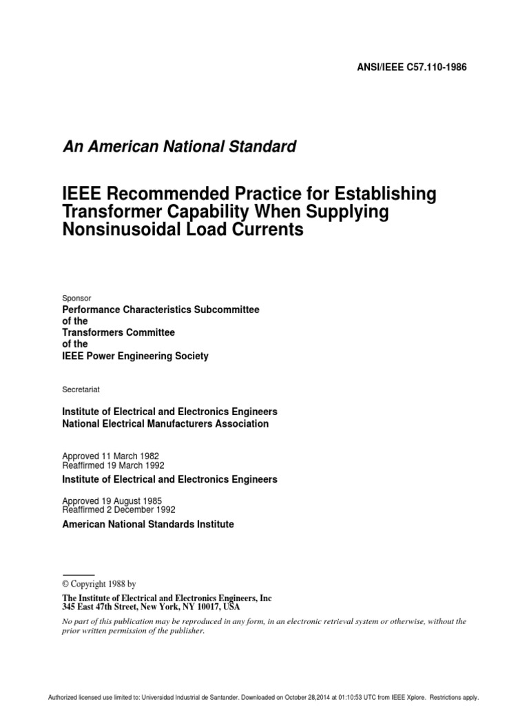 IEEE Norma Transformadores ANSI C57.110 | PDF | Institute Of Electrical ...