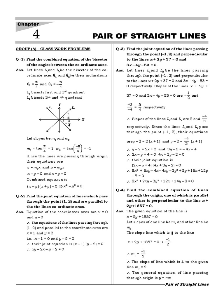 Pair Of Straight Lines 13 14 Pdf Line Geometry Triangle