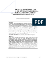 O SENTIDO DA MEMÓRIA E DAS RELAÇÕES DE GÊNERO NA HISTÓRIA DE MIGRAÇÃO DE MULHERES CAMPONESAS BRASIGUAIAS