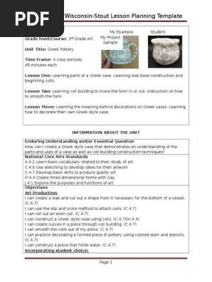 edtpa lesson- greek pottery 3rd grade