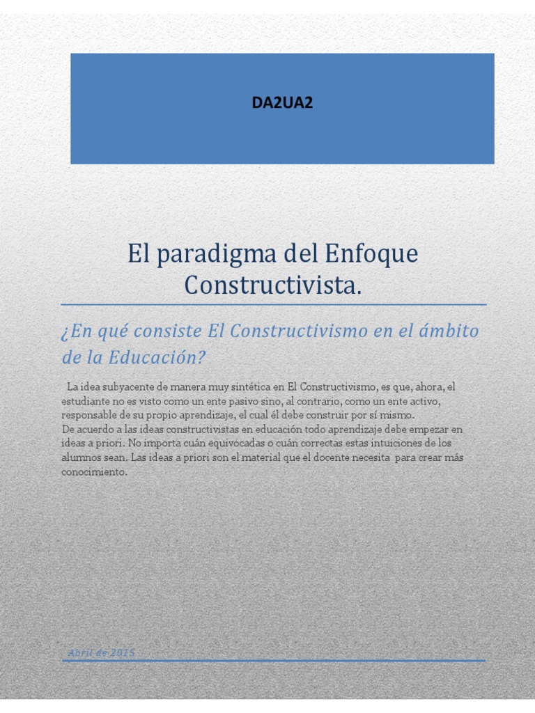 El Paradigma Constructivista | PDF | Constructivismo (filosofía de la ...