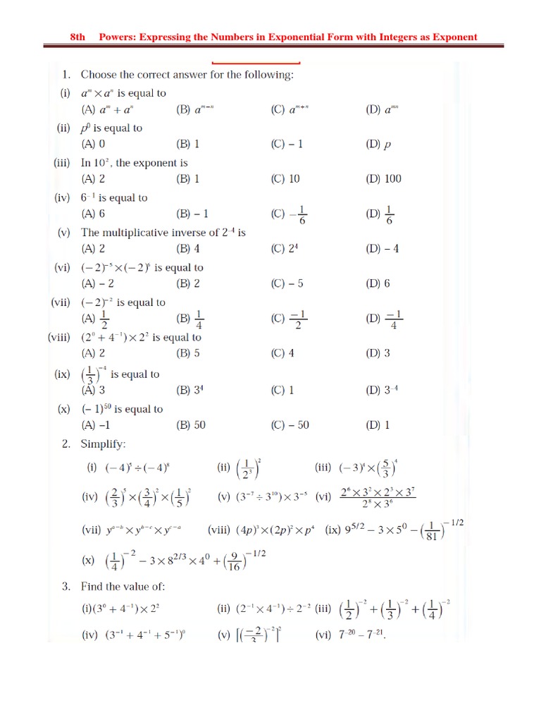 Exponential Form Basics for Students | PDF