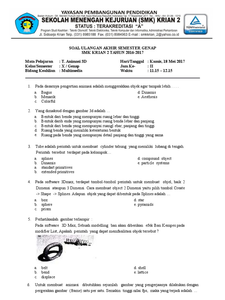 Soal Dan Jawaban Animasi 3 Dimensi - Keranjang Soal