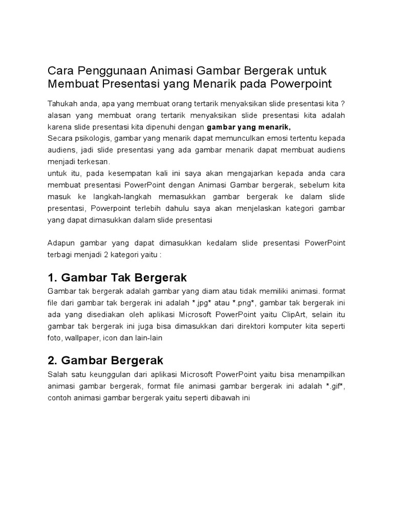 Cara Penggunaan Animasi Gambar Bergerak Untuk Membuat