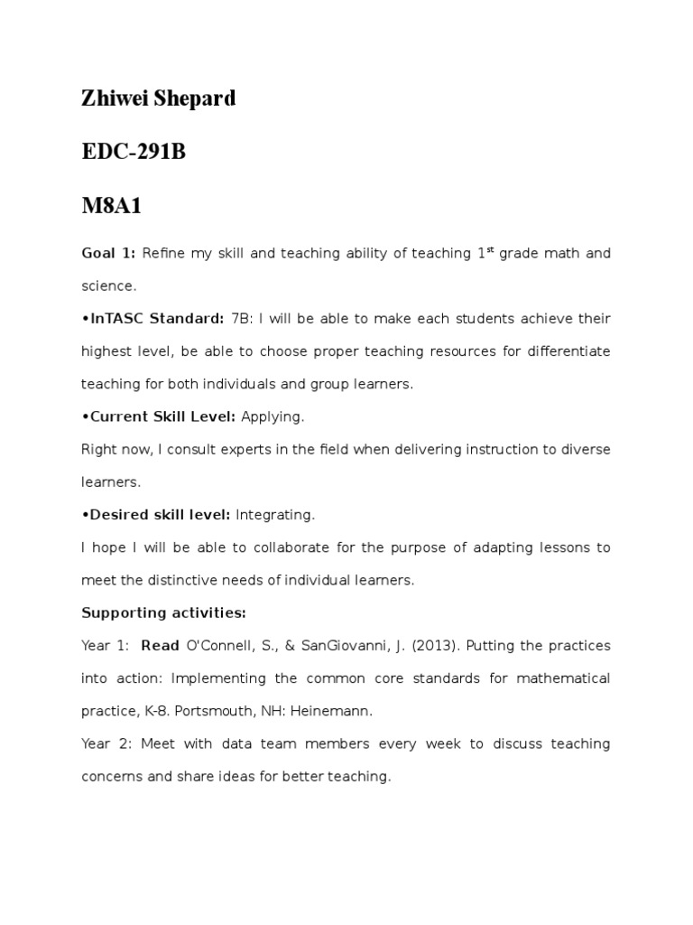 Professional Development Plan Pdf Educational Assessment Teachers