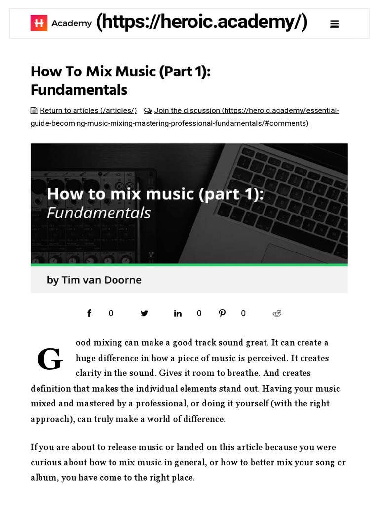 Mixing Guide How To Mix Music (Part 1) PDF Frequency Drum Kit