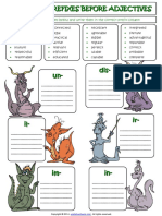 Negative Prefixes Before Adjectives Categorizing Grammar Exercise Worksheet