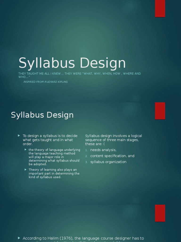Course Design | PDF | Syllabus | Learning
