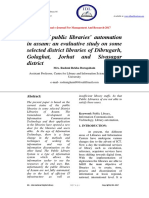 Status of Public Libraries' Automation in Assam: An Evaluative Study On Some Selected District Libraries of Dibrugarh, Golaghat, Jorhat and Sivasagar District