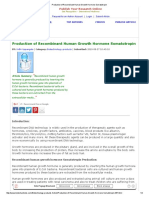 Production of Recombinant Human Growth Hormone Somatotropin