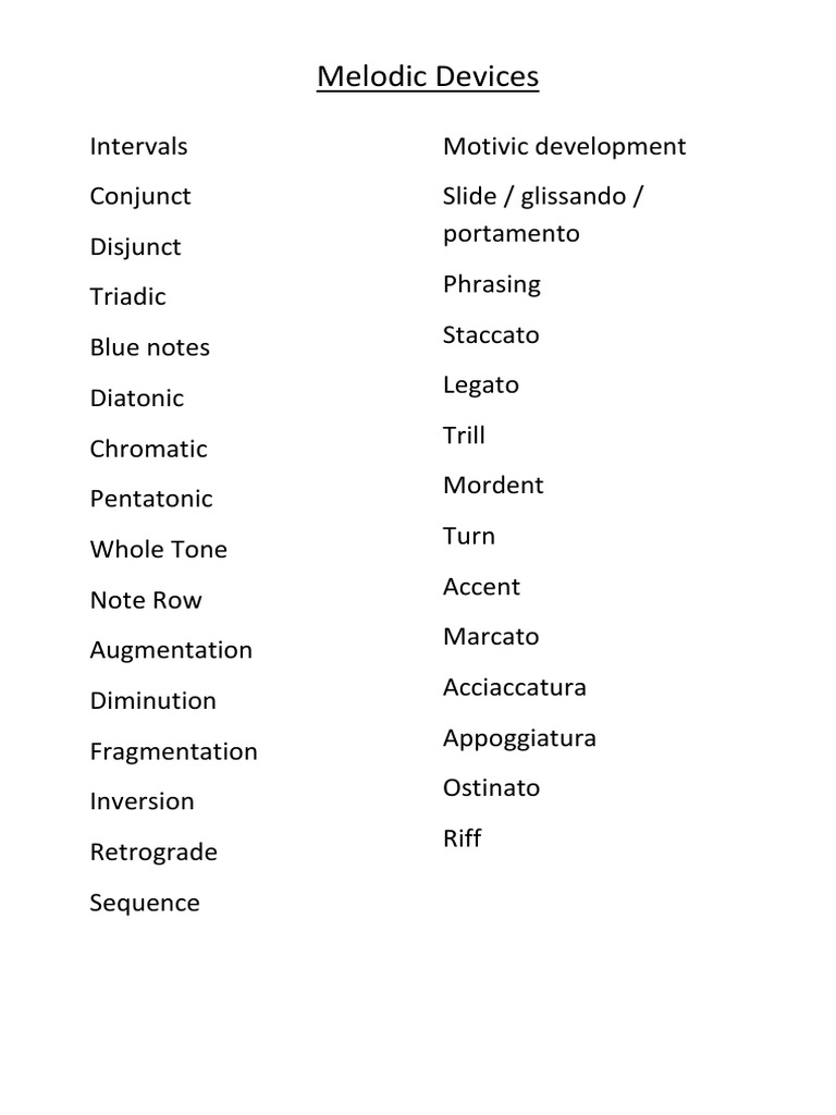 Melodic Devices (GCSE Music) PDF