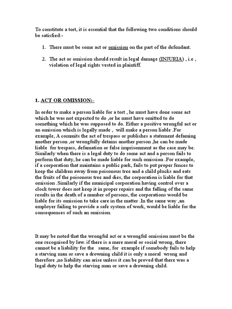 Essentials of Torts PDF Trespass Tort