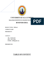 Universiti Kuala Lumpur Business Idea: Table of Content