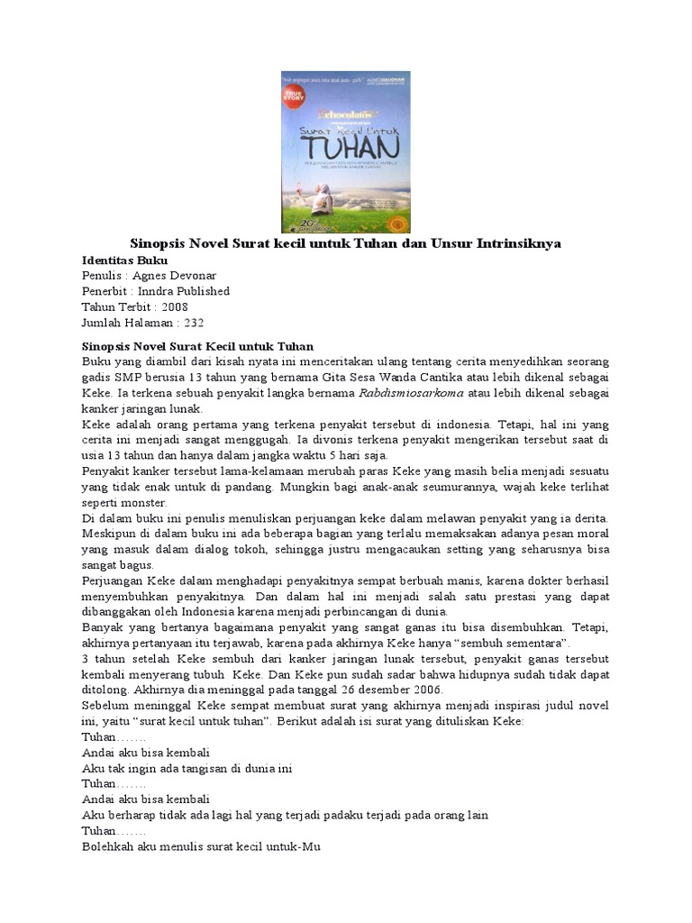 Sinopsis Novel Surat Kecil Untuk Tuhan Dan Unsur Intrinsiknya PDF