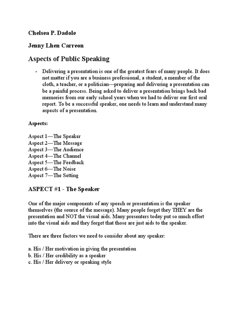 Key Aspects of Public Speaking | PDF | Public Speaking | Communication