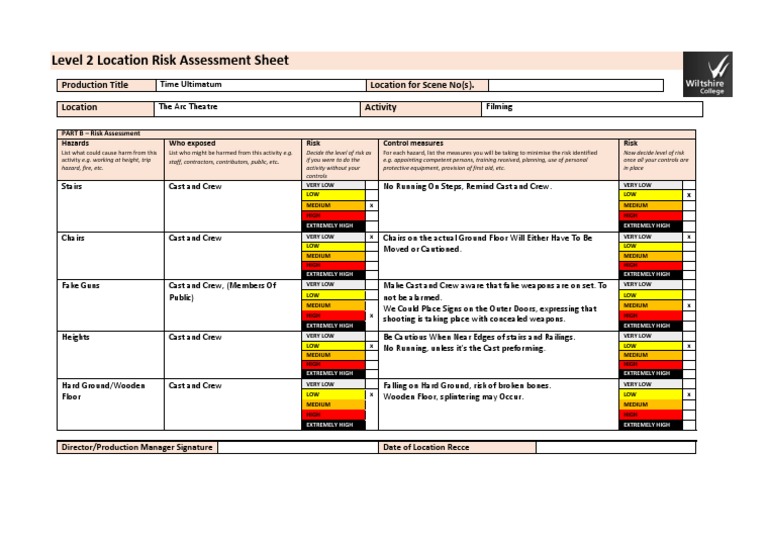 Risk Assessment For Arc Theatre | PDF | Security | Risk