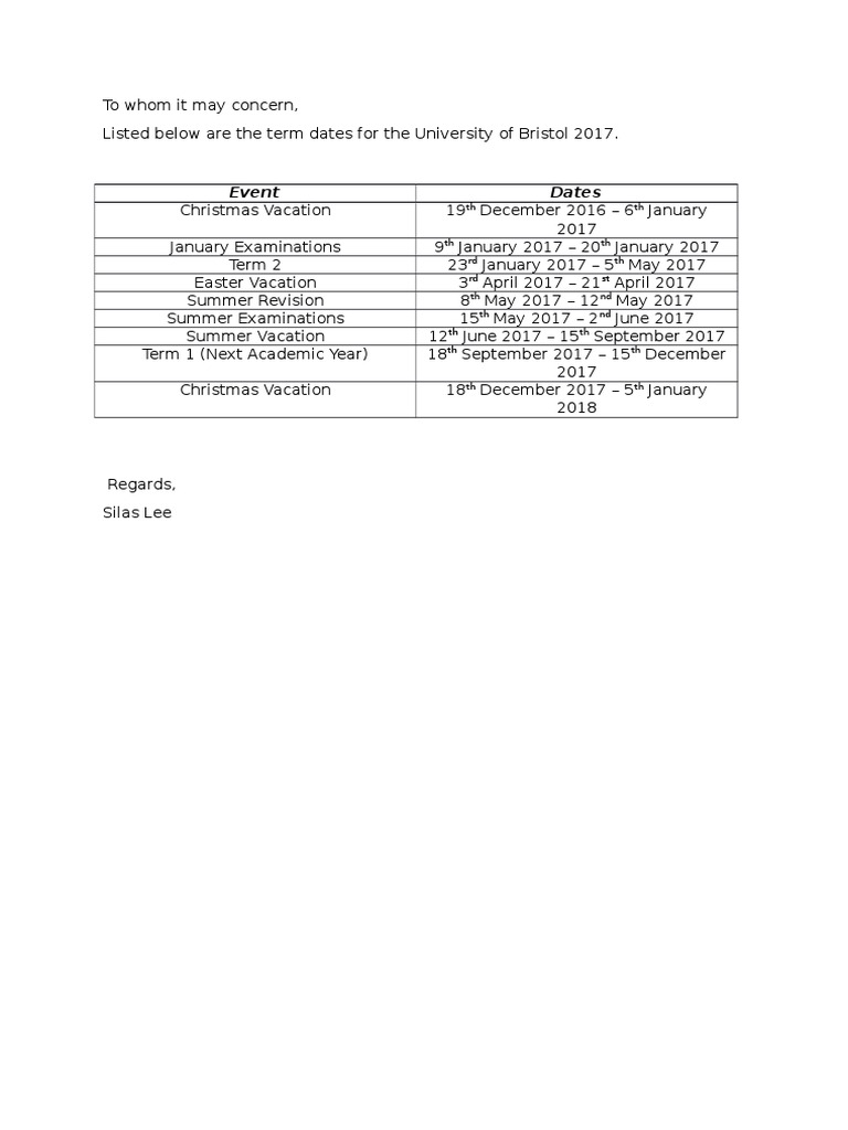 University of Bristol Term Dates 2016/2017 PDF Military Military