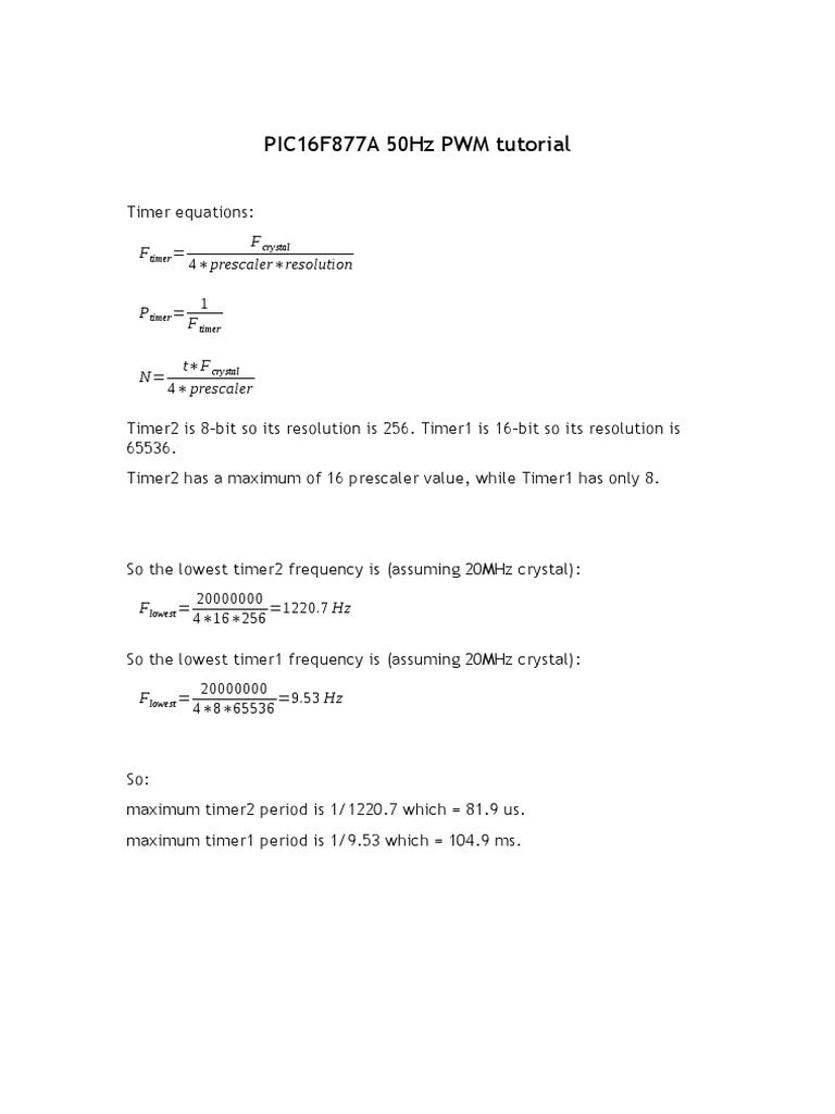 PIC16F877A 50Hz PWM Tutorial: Timer Crystal | PDF | Teaching Methods ...
