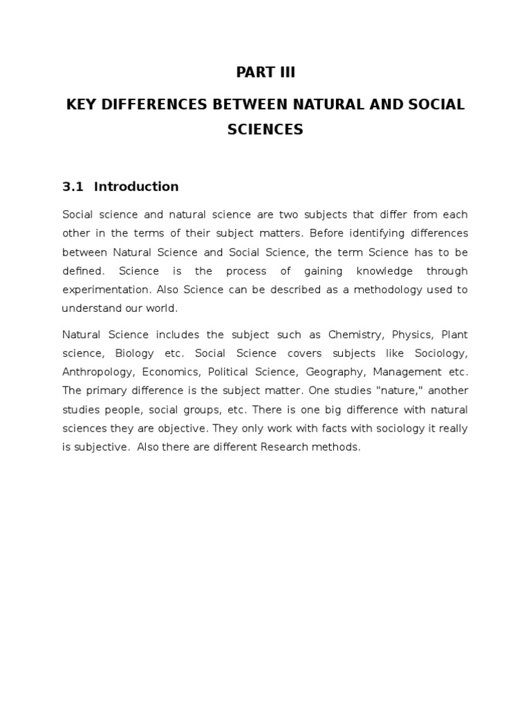 essay about differentiating the nature and function of social science