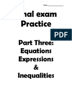 0003 Course 2 Post Test Practice Part Three - Equations Expressions and Inequalities