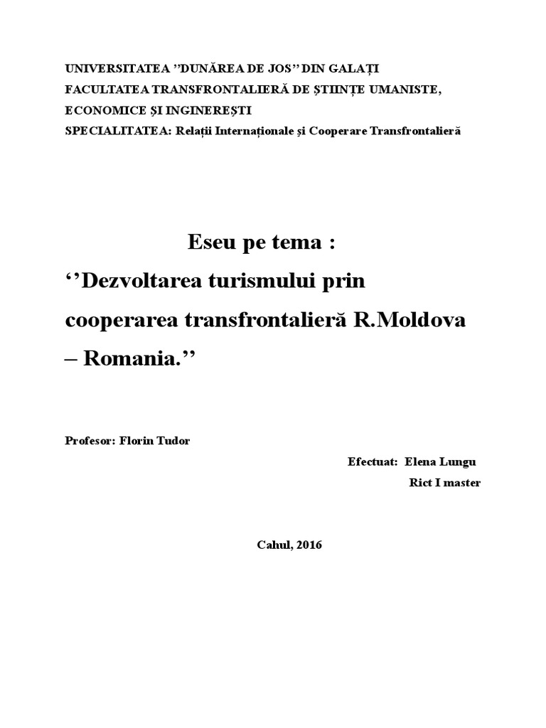 Foaie De Titlu Eseu