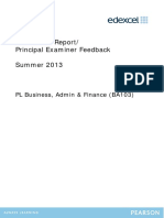 Examiners' Report/ Principal Examiner Feedback Summer 2013: PL Business, Admin & Finance (BA103)