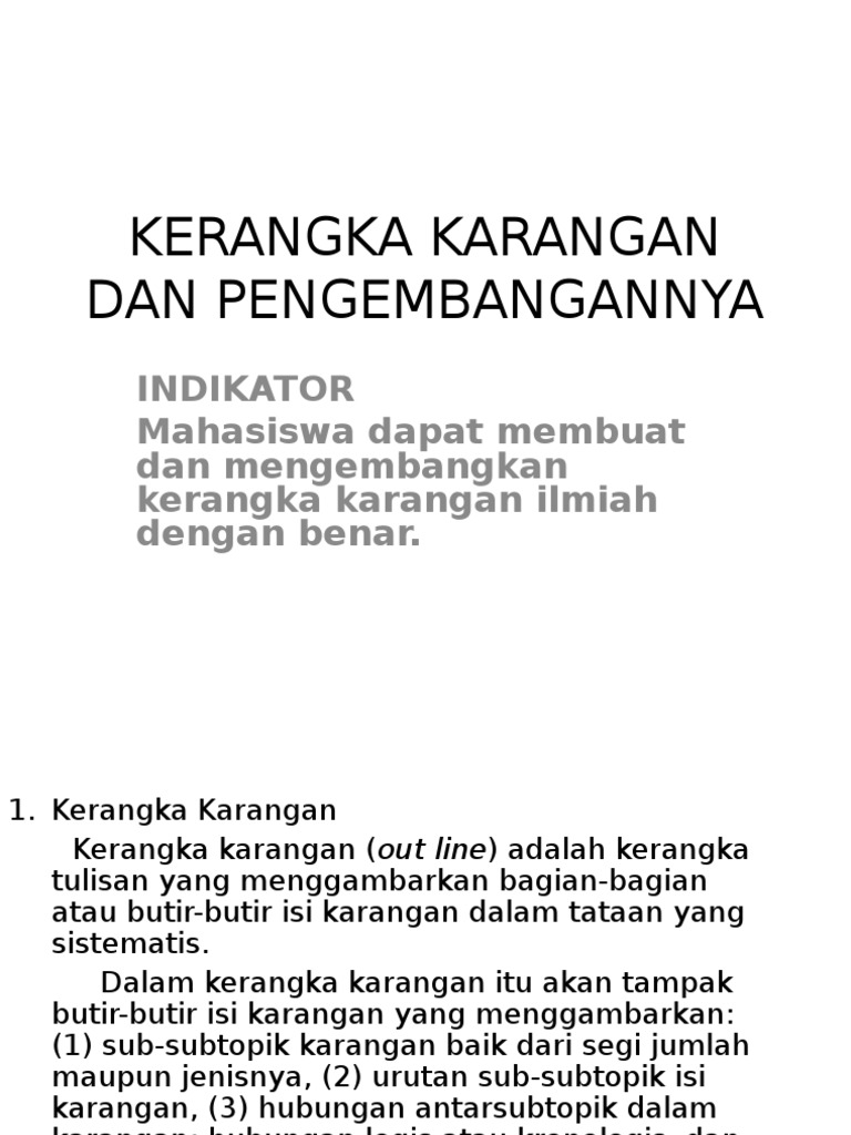 Kerangka Karangan Dan Pengembangannya | PDF