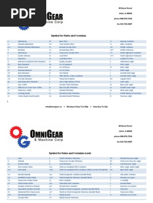 Gear Measurement Formulas Guide | PDF | Gear | Helix