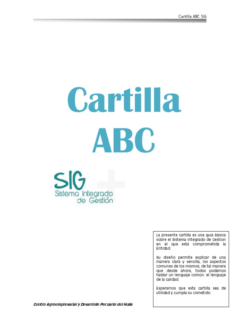 Cartilla ABC SIG. PDF | PDF | Calidad (comercial) | Planificación