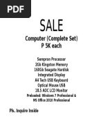 Computer (Complete Set) P 5K Each: Pls. Inquire Inside