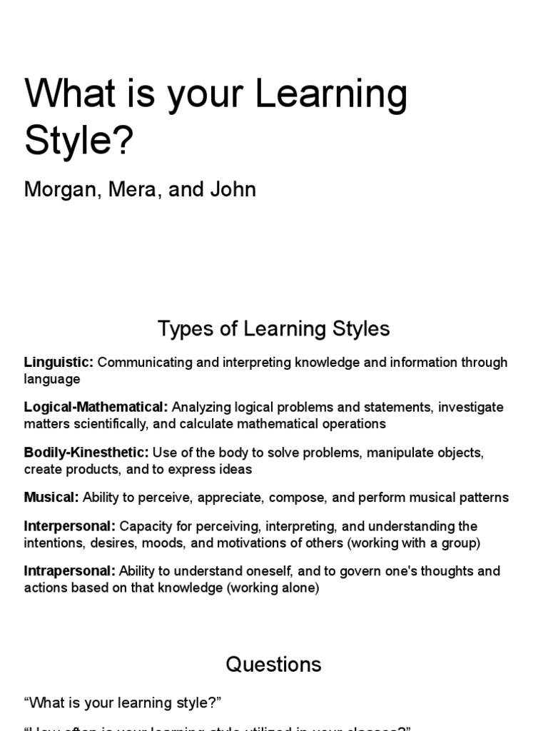 Understanding Learning Styles Survey | PDF