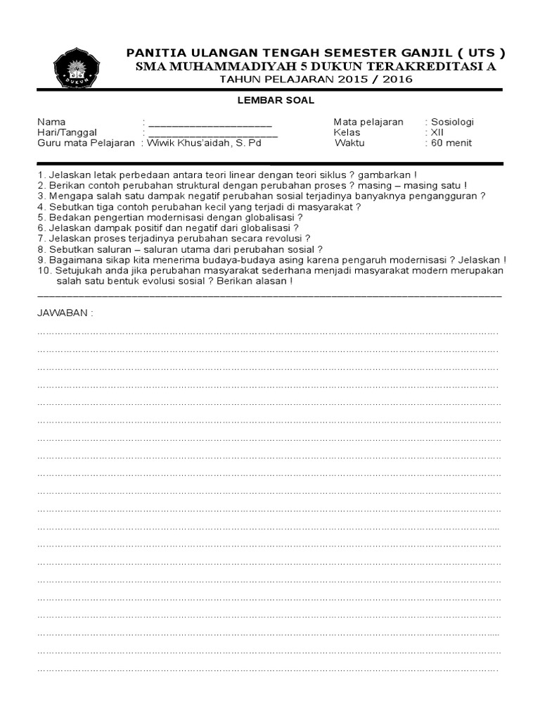 Soal Uts Dan Uas Manejemen Peradilan Agama